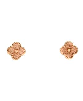 Pre-owned Van Cleef & Arpels Pre-Owned Van Cleef & Arpels Sweet Alhambra Stud Earrings 18K Rose Gold