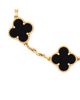 Pre-owned Van Cleef & Arpels Pre-Owned Van Cleef & Arpels Vintage-Like Alhambra 5 Motifs Bracelet 18K Gold and Onyx - 2