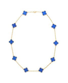 Pre-owned Van Cleef & Arpels Pre-Owned Van Cleef & Arpels Vintage Alhambra 10 Motifs Necklace 18K Gold and Agate, 17