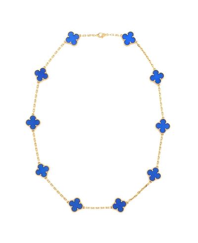 Pre-owned Van Cleef & Arpels Pre-Owned Van Cleef & Arpels Vintage Alhambra 10 Motifs Necklace 18K Gold and Agate, 17