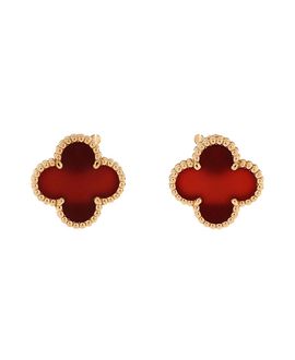 Pre-owned Van Cleef & Arpels Pre-Owned Van Cleef & Arpels Vintage Alhambra Earrings 18K Gold and Carnelian