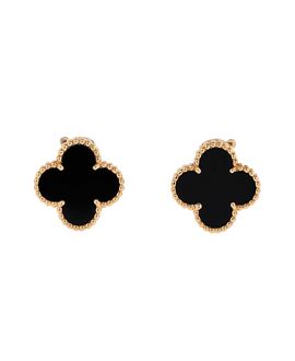 Pre-owned Van Cleef & Arpels Pre-Owned Van Cleef & Arpels Vintage Alhambra Earrings 18K Gold and Onyx