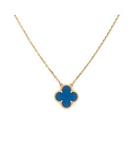 Pre-owned Van Cleef & Arpels Pre-Owned Van Cleef & Arpels Vintage Alhambra Pendant Necklace 18K Gold and Agate, 16