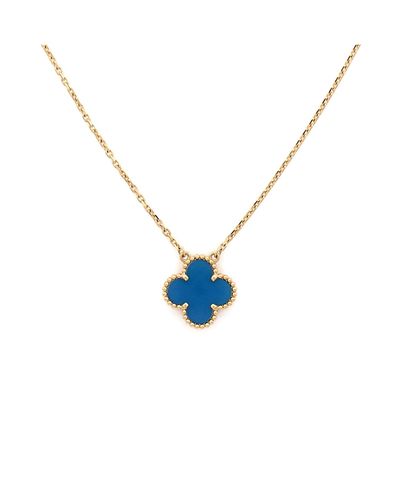 Pre-owned Van Cleef & Arpels Pre-Owned Van Cleef & Arpels Vintage Alhambra Pendant Necklace 18K Gold and Agate, 16