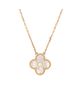 Pre-owned Van Cleef & Arpels Pre-Owned Van Cleef & Arpels Vintage Alhambra Pendant Necklace 18K Gold and Gold Mother of Pearl with Diamond, 16.5 - 3