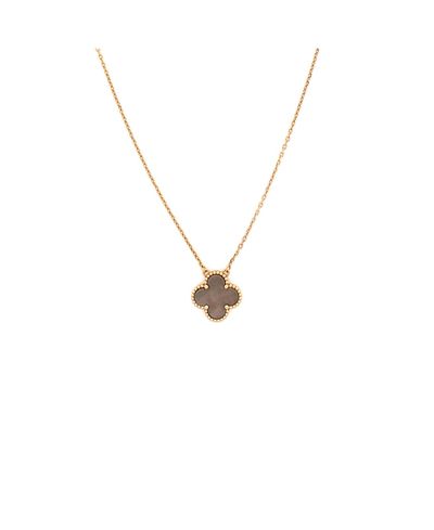 Pre-owned Van Cleef & Arpels Pre-Owned Van Cleef & Arpels Vintage Alhambra Pendant Necklace 18K Rose Gold and Grey Mother of Pearl, 18.5