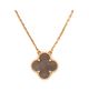 Pre-owned Van Cleef & Arpels Pre-Owned Van Cleef & Arpels Vintage Alhambra Pendant Necklace 18K Rose Gold and Grey Mother of Pearl, 18.5 - 3