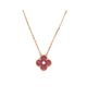 Pre-owned Van Cleef & Arpels Pre-Owned Van Cleef & Arpels Vintage Alhambra Pendant Necklace 18K Rose Gold and Rhodonite with Diamond, 16.5 - 1