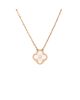 Pre-owned Van Cleef & Arpels Pre-Owned Van Cleef & Arpels Vintage Alhambra Pendant Necklace 18K Rose Gold and White Mother of Pearl with Diamond, 16.25 - 1