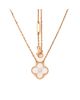 Pre-owned Van Cleef & Arpels Pre-Owned Van Cleef & Arpels Vintage Alhambra Pendant Necklace 18K Rose Gold and White Mother of Pearl with Diamond, 16.25 - 3