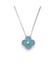 Pre-owned Van Cleef & Arpels Pre-Owned Van Cleef & Arpels Vintage Alhambra Pendant Necklace 18K White Gold and Green Celadon Sevres Porcelain with Diamond, 16.25 - 4