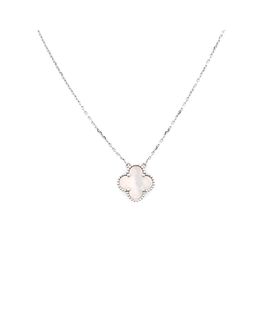 Pre-owned Van Cleef & Arpels Pre-Owned Van Cleef & Arpels Vintage Alhambra Pendant Necklace 18K White Gold and Mother of Pearl, 16.5