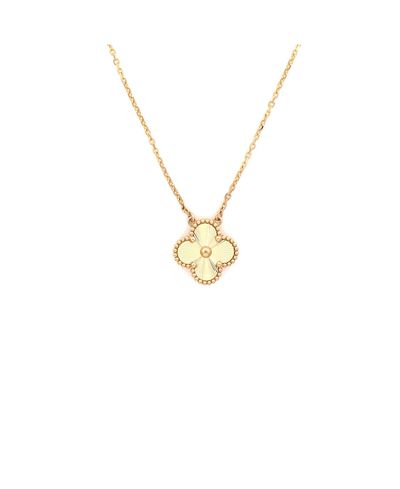 Pre-owned Van Cleef & Arpels Pre-Owned Van Cleef & Arpels Vintage Alhambra Pendant Necklace Guilloche 18K Gold, 17.5