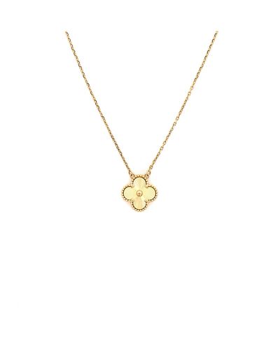 Pre-owned Van Cleef & Arpels Pre-Owned Van Cleef & Arpels Vintage Alhambra Pendant Necklace Guilloche 18K Gold, 18.5