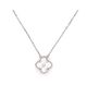 Pre-owned Van Cleef & Arpels Pre-Owned Van Cleef & Arpels Vintage Alhambra Pendant Necklace Guilloche 18K White Gold - 1
