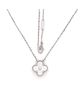 Pre-owned Van Cleef & Arpels Pre-Owned Van Cleef & Arpels Vintage Alhambra Pendant Necklace Guilloche 18K White Gold - 2