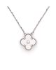 Pre-owned Van Cleef & Arpels Pre-Owned Van Cleef & Arpels Vintage Alhambra Pendant Necklace Guilloche 18K White Gold - 3