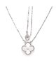 Pre-owned Van Cleef & Arpels Pre-Owned Van Cleef & Arpels Vintage Alhambra Pendant Necklace Guilloche 18K White Gold, 16.25 - 3