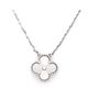 Pre-owned Van Cleef & Arpels Pre-Owned Van Cleef & Arpels Vintage Alhambra Pendant Necklace Guilloche 18K White Gold, 16.25 - 4