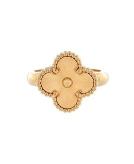 Pre-owned Van Cleef & Arpels Pre-Owned Van Cleef & Arpels Vintage Alhambra Ring Guilloche 18K Gold