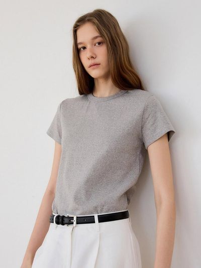 PREECY BASIC SHORT COTTON T-SHIRT [GRAY]