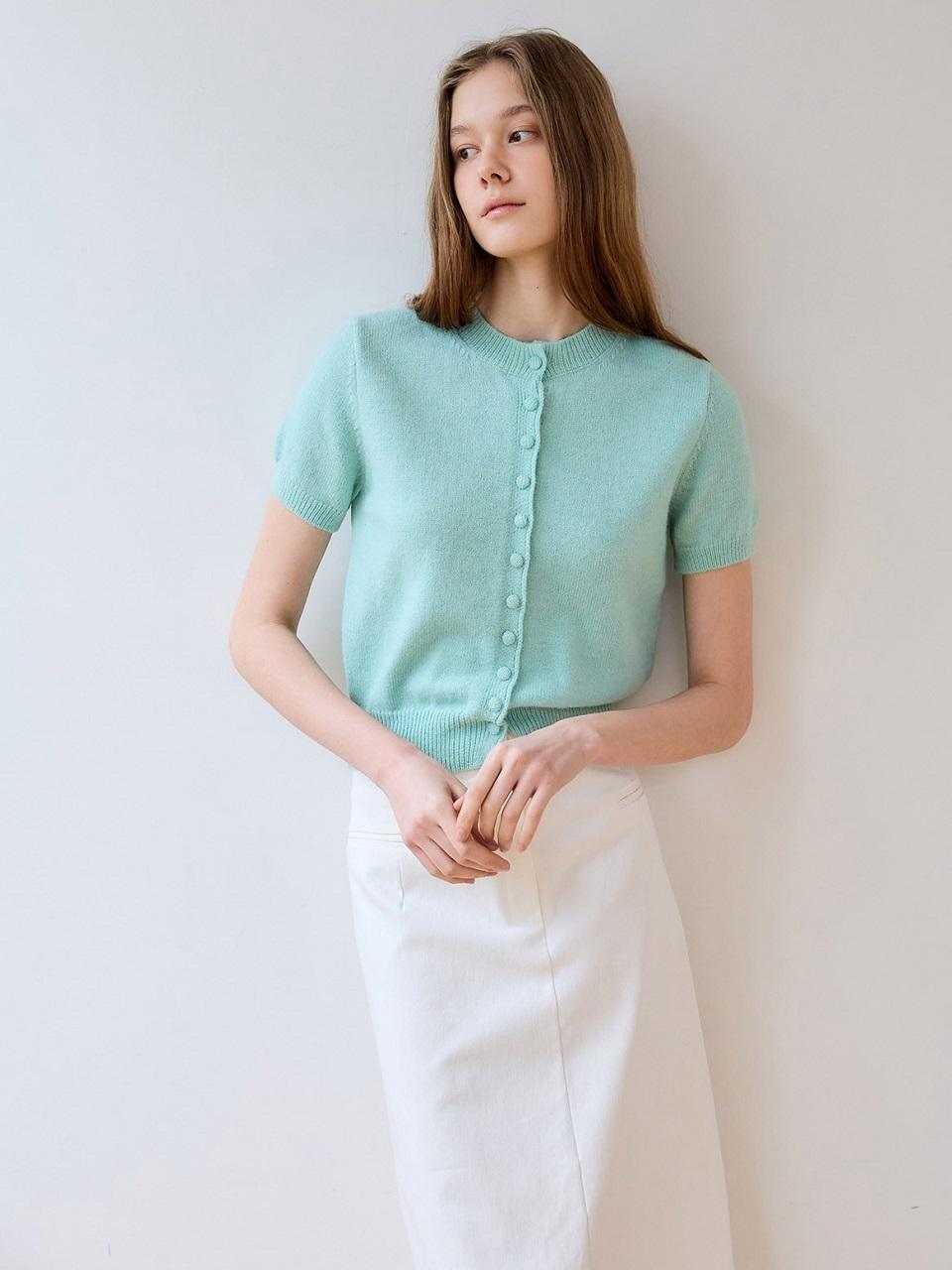 PREECY BEAN BUTTON KNIT CARDIGAN [GREEN]