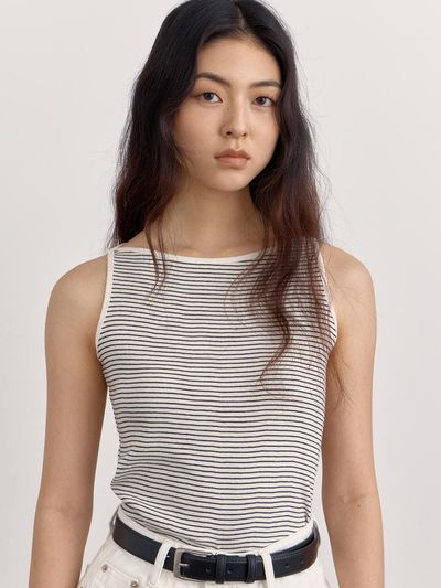 PREECY Boatneck Stripe Tank Top [3color]