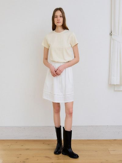 PREECY BREEY COTTON LACE SKIRT [WHITE]