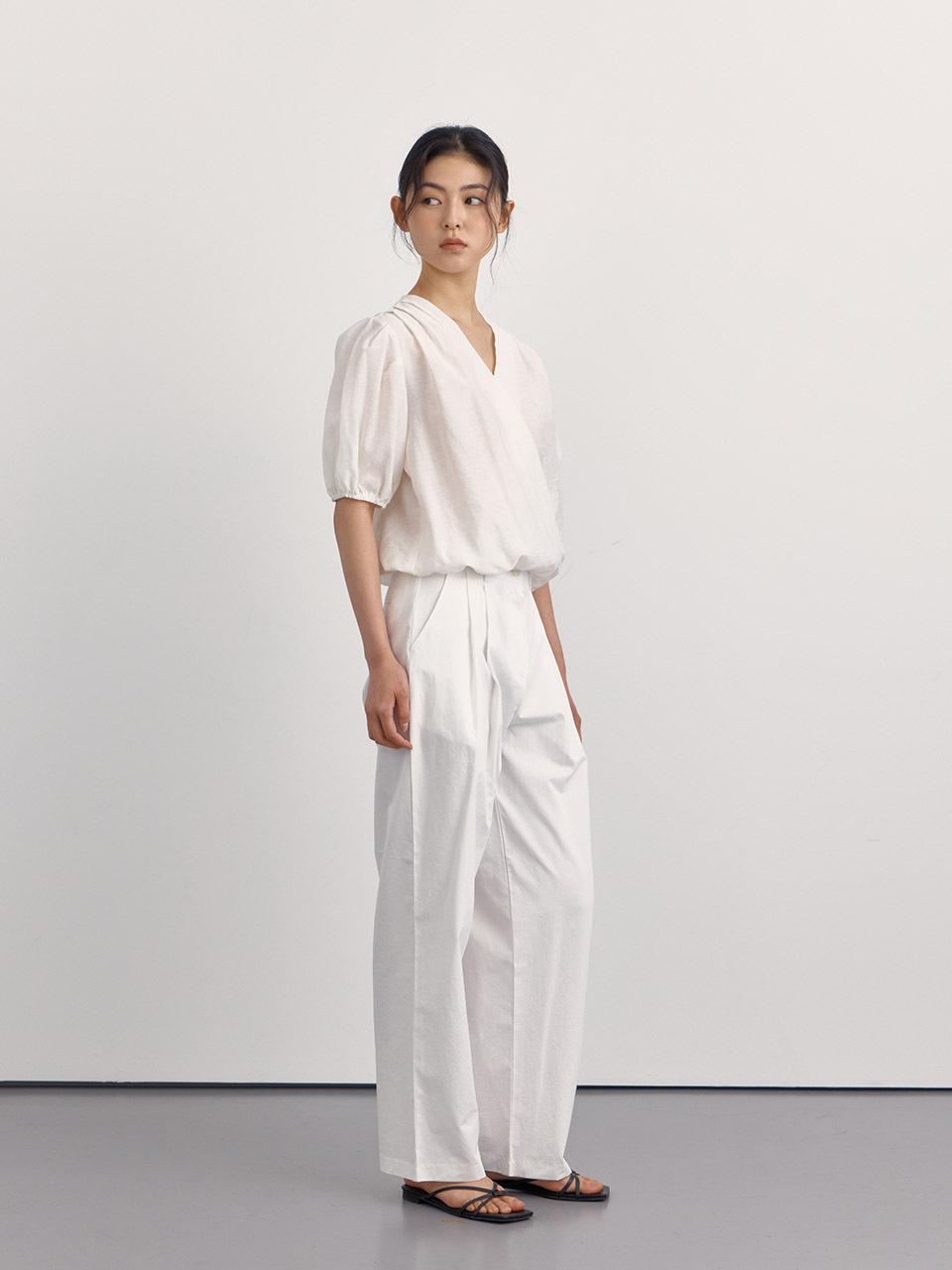 PREECY Cotton Pintuck Wide Pants