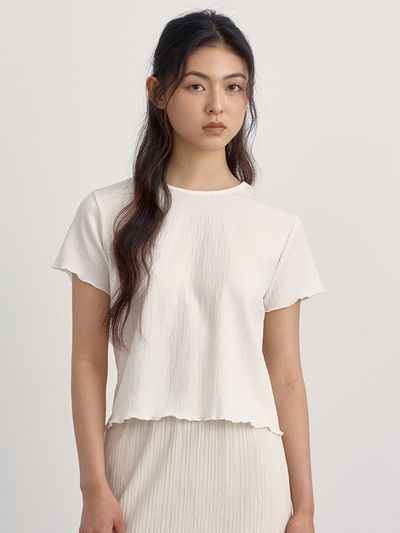 PREECY Crinkle Edge Short Sleeve T-Shirt