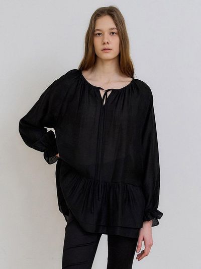 PREECY DEWDROP CHIFFON DRESS [BLACK]