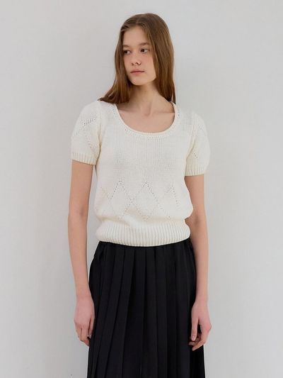 PREECY DIAMOND KNIT SWEATER [IVORY]