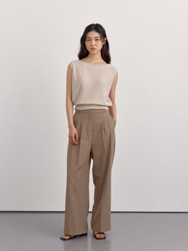 PREECY ENNE Linen Slacks Pants (Deep Beige)