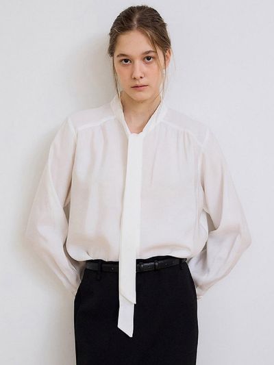 PREECY GRACE TIE BLOUSE [IVORY]