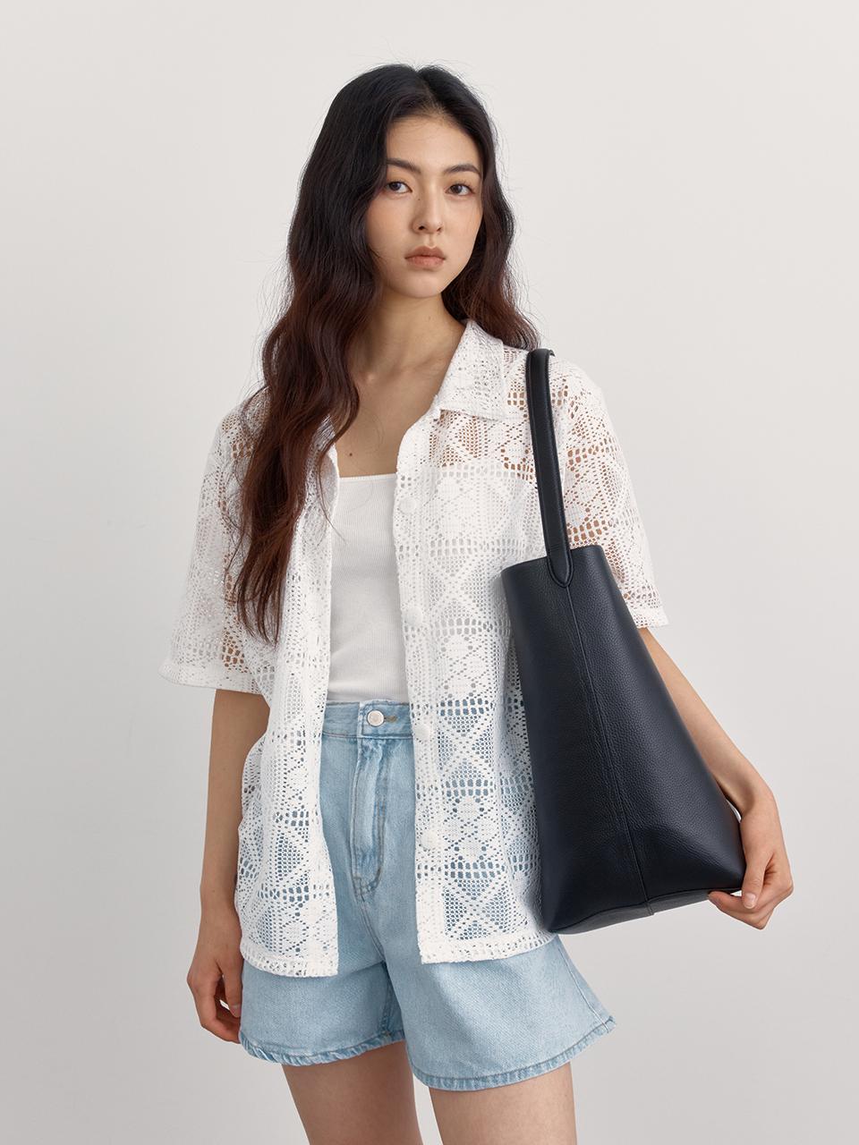 PREECY Lace Openwork Shirt []