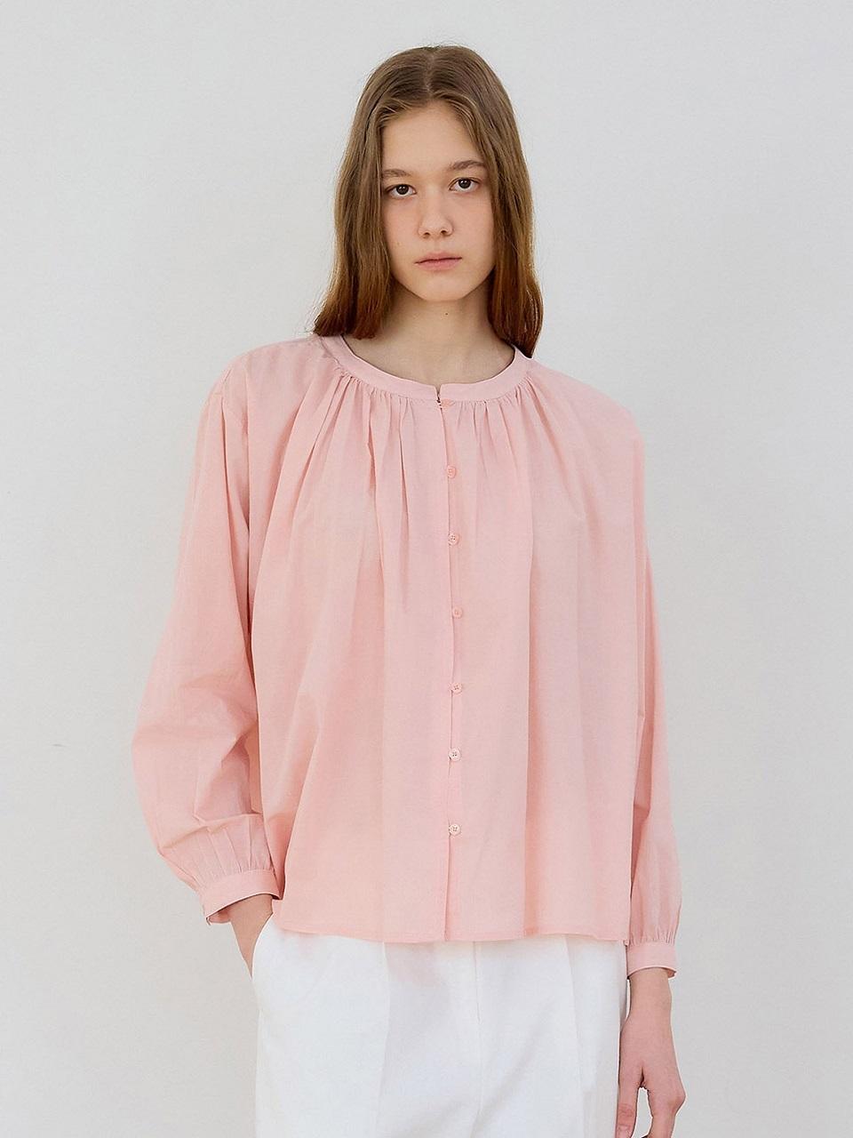 PREECY LUSH SHIRRING VOLUME BLOUSE [PINK]