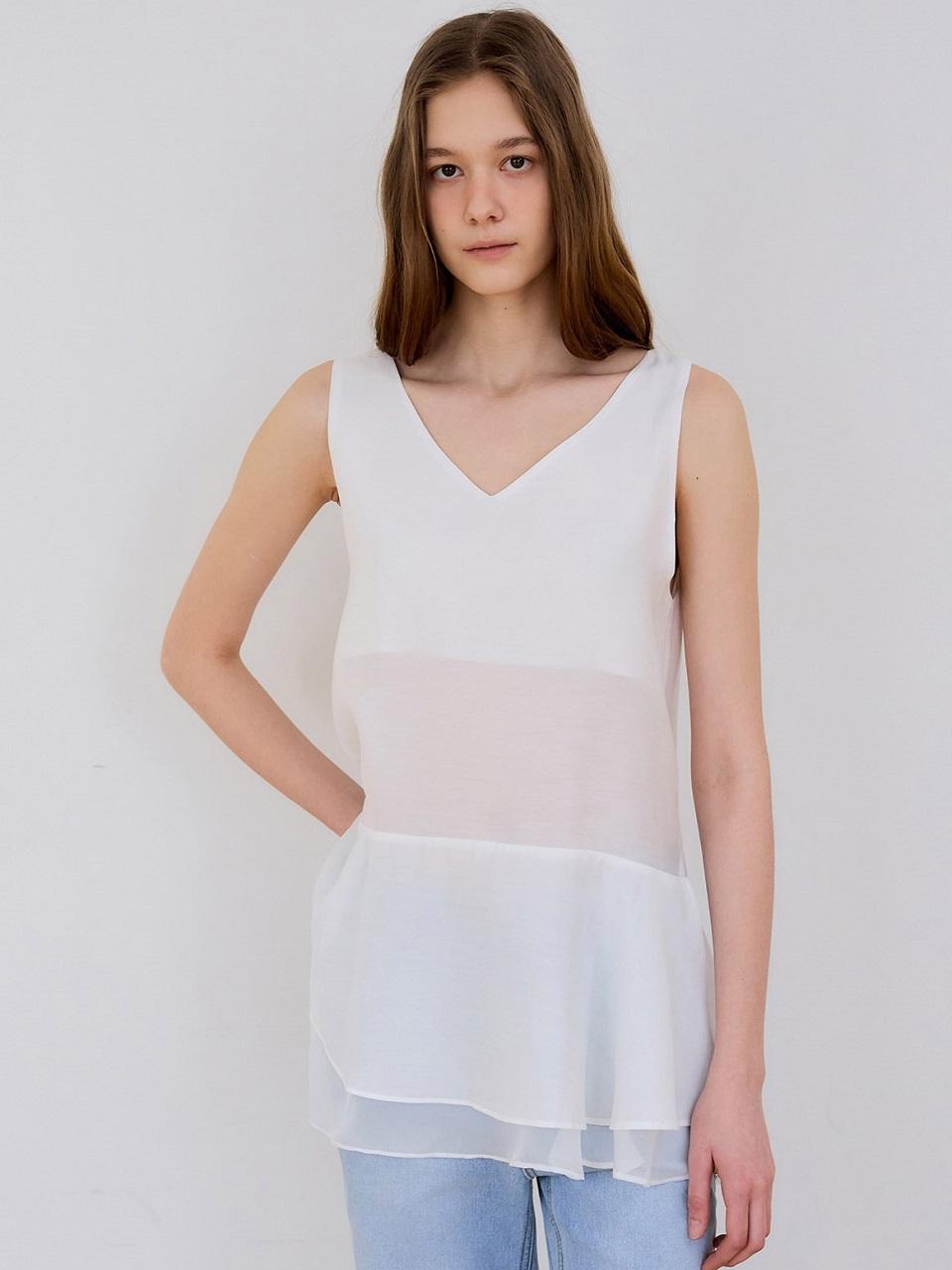PREECY LUSH WAVE CHIFFON BLOUSE [WHITE]