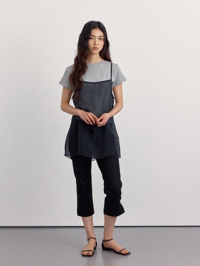 PREECY Sheer Layered Sleeveless Blouse [3color]