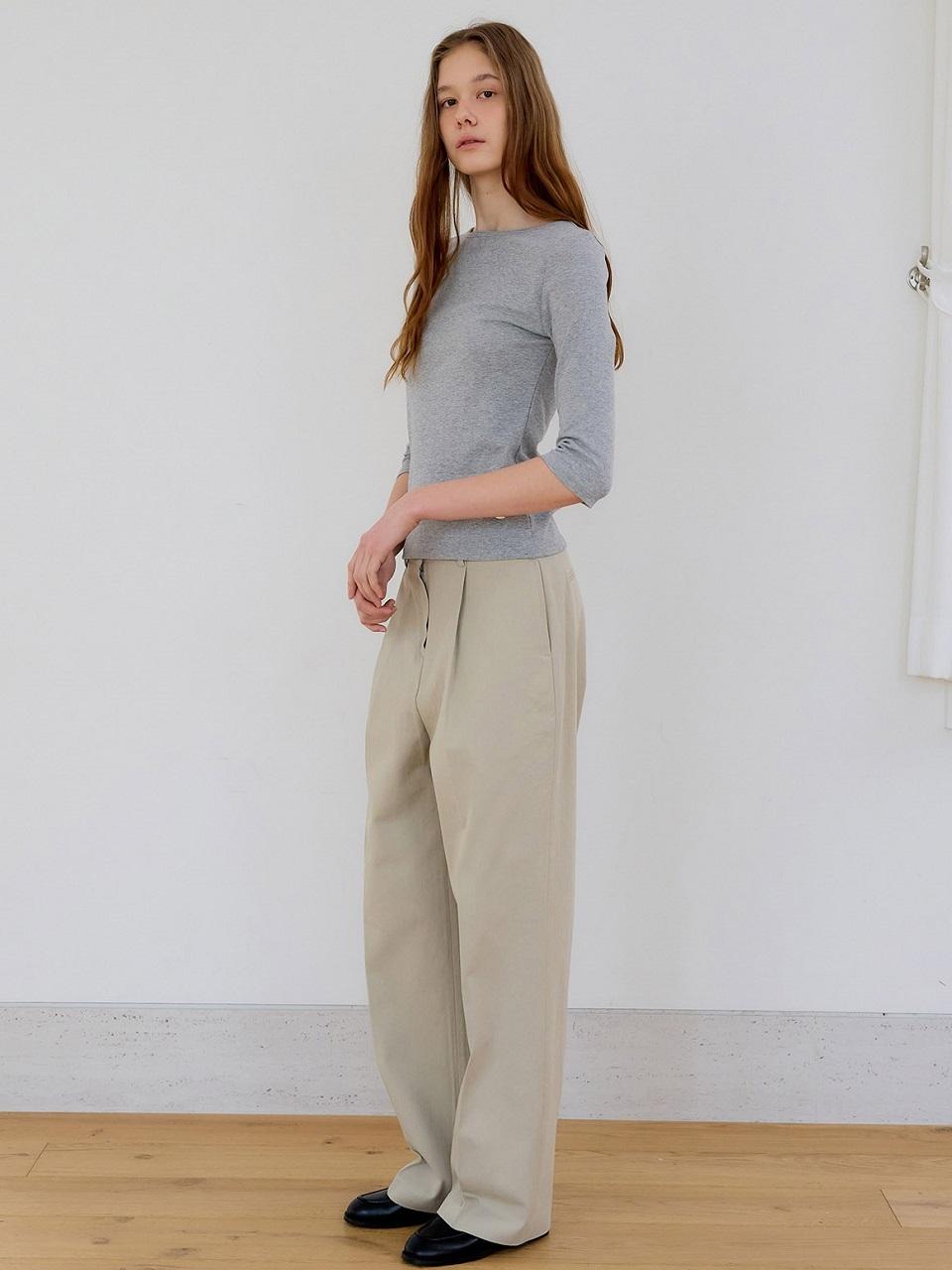 PREECY TIMELESS WIDE PANTS [BEIGE]