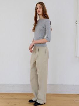 PREECY TIMELESS WIDE PANTS [BEIGE]