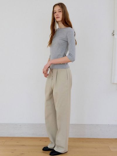 PREECY TIMELESS WIDE PANTS [BEIGE]