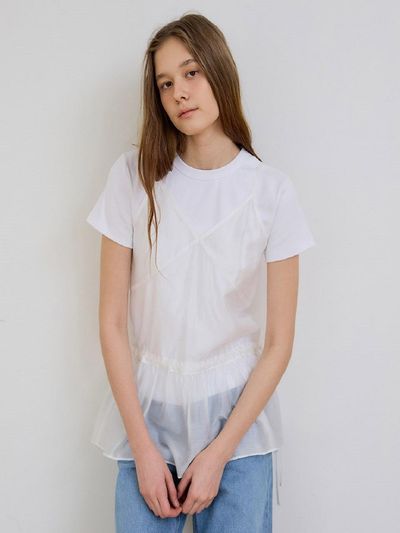 PREECY VEIL LAYER BUSTIER BLOUSE [WHITE]