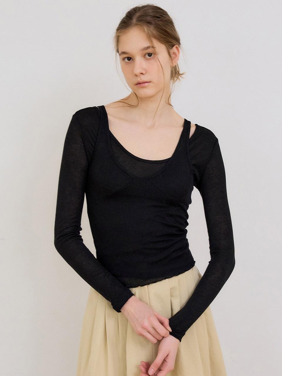 PREECY WHISPER LAYER SET T-SHIRT [BLACK]