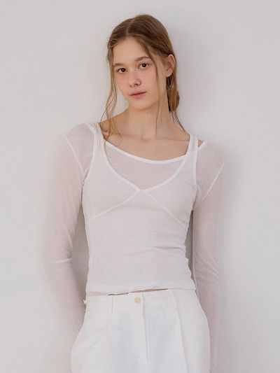PREECY WHISPER LAYER SET T-SHIRT [IVORY]