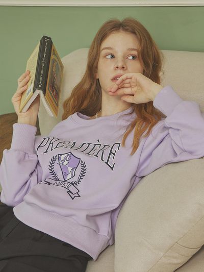 PREMIERE AMOUR Campus Emblem Sweatshirt - Lavender