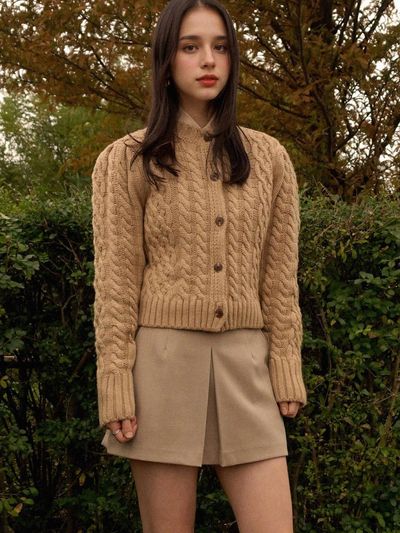 PREMIERE AMOUR Classic A-line Regular Fit Skirt Pants [Beige]