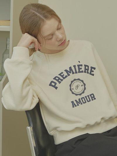 PREMIERE AMOUR Seal Logo Raglan Sweatshirt - Light Beige