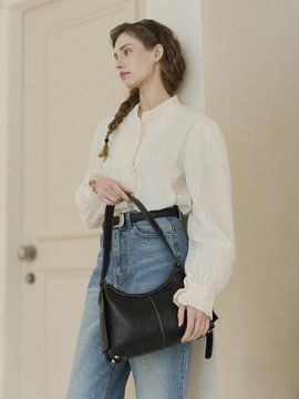 Prends soin de toi Brick stitch Daily 2-way Shoulder Bag [Black]