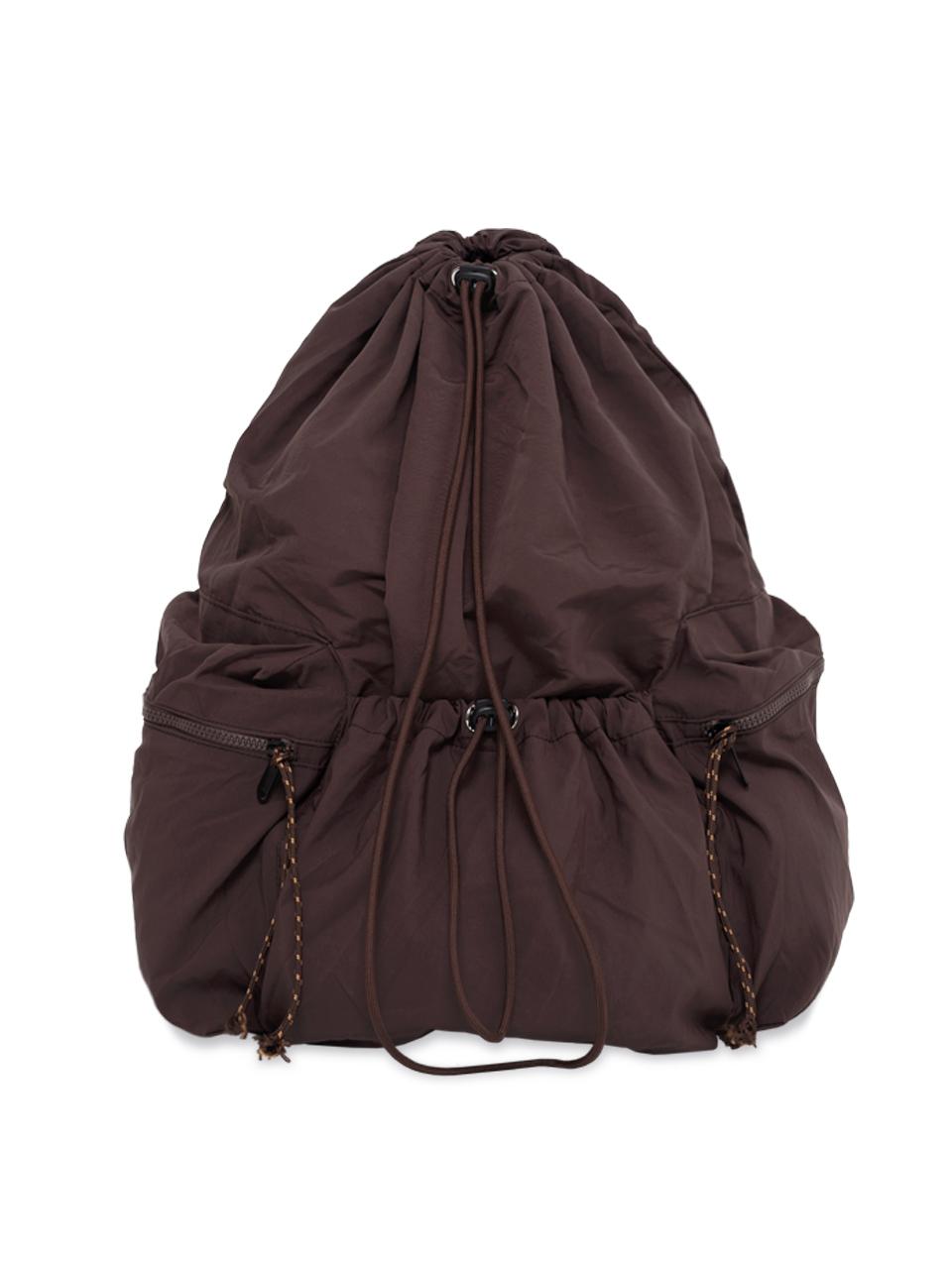 Prends soin de toi Drawstring nylon backpack Brown