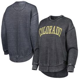 PRESSBOX Women's Pressbox Black Colorado Buffaloes Vintage Wash Pullover Sweatshirt 